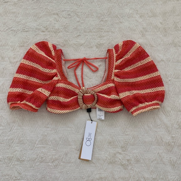 NWT PATBO orange striped crochet top - Picture 3 of 5